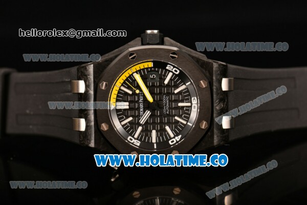 Audemars Piguet Royal Oak Offshore Diver Clone AP Calibre 3120 Automatic Carbon Fiber Case with Black Dial and White Stick Markers - 1:1 Original - Click Image to Close